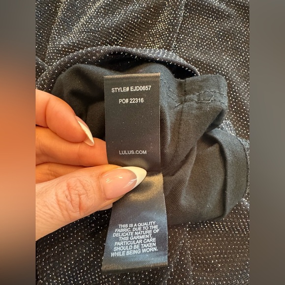 Lulus Gift Of Love Black And Silver Backless Long Sleeve Bodycon Dress - Picture 9 of 10